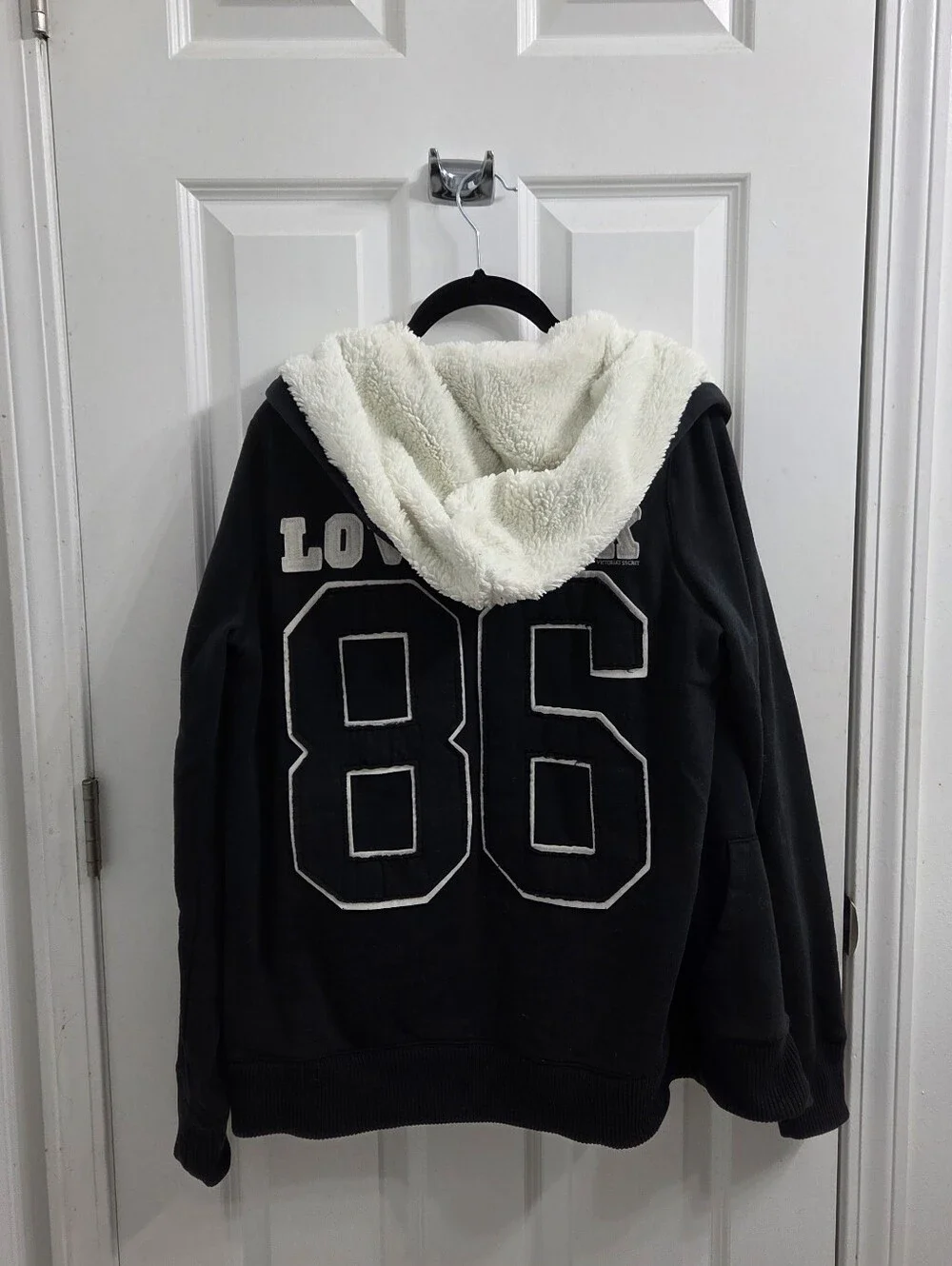 Y2K PINK Victoria's Secret Black Jacket with Cream Sherpa Lining